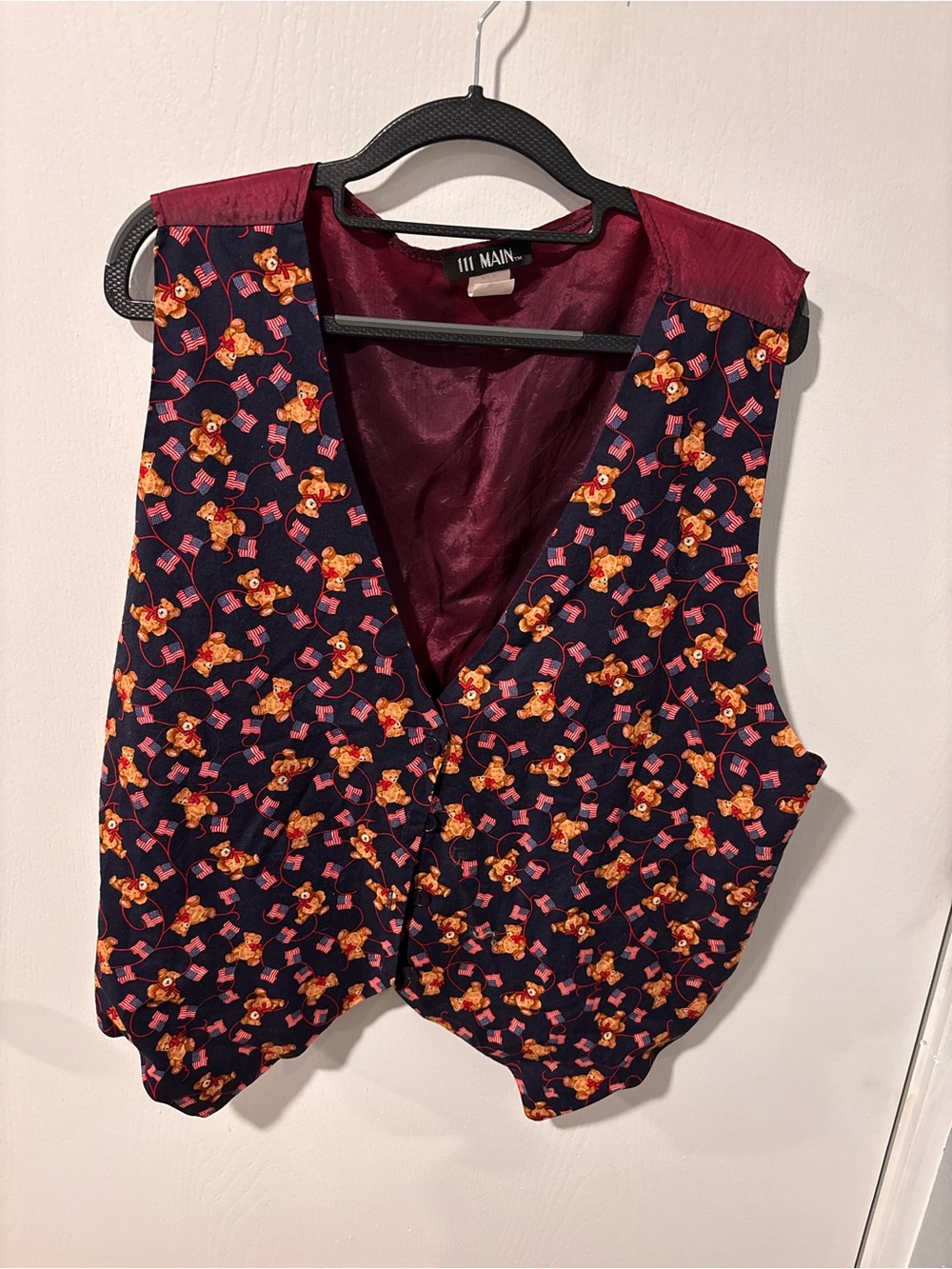 Vintage teddy bear with American flag print vest size 2x